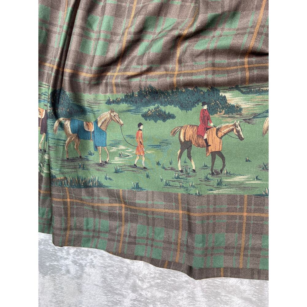 Rare Herman Geist Equestrian Tartan Plaid Maxi Horse Skirt Green Size 12 Large - Picture 3 of 10
